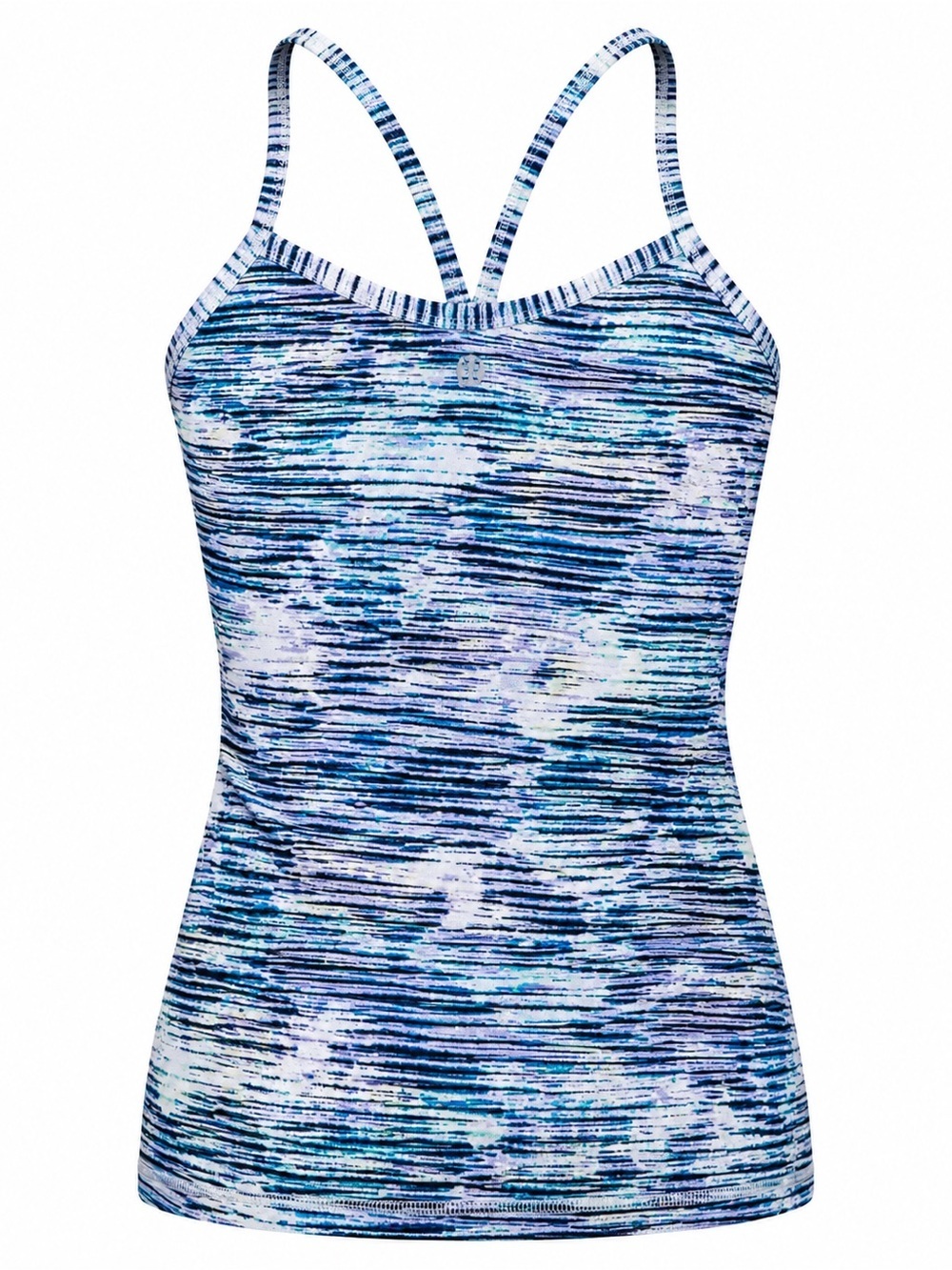 Lululemon Power Pose Tank Size 4 Blue Multi Light Luon Built-In Bra Yoga